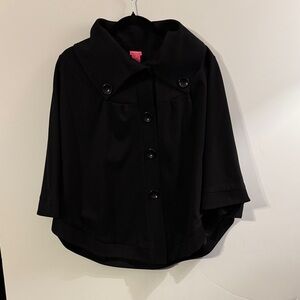 Du Jour Trend Right Now Black Cape Jacket Sz S PRELOVED Elegant Classy Retro